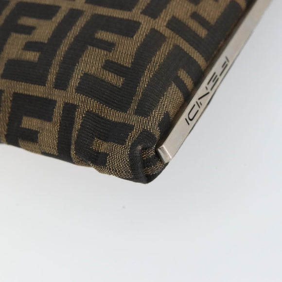 FENDI Zucca Canvas Shoulder Bag Brown Black Auth bs31744