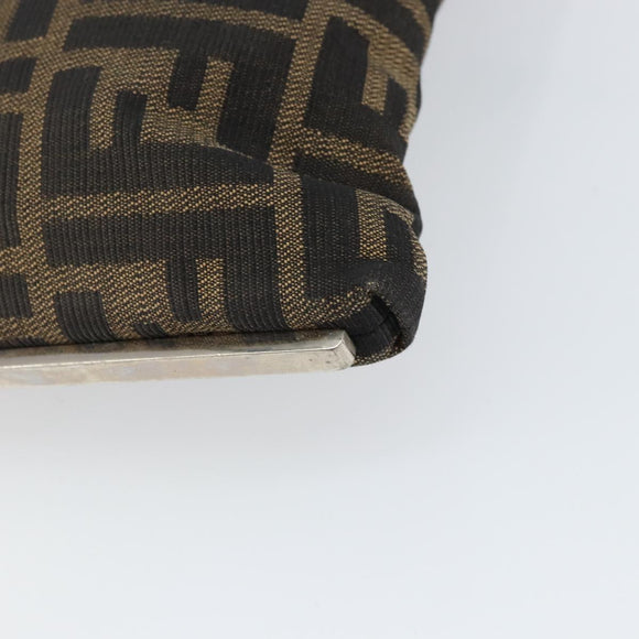 FENDI Zucca Canvas Shoulder Bag Brown Black Auth bs31744