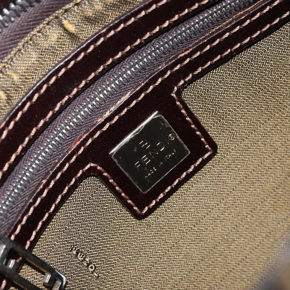 FENDI Zucca Canvas Shoulder Bag Brown Black Auth bs31744
