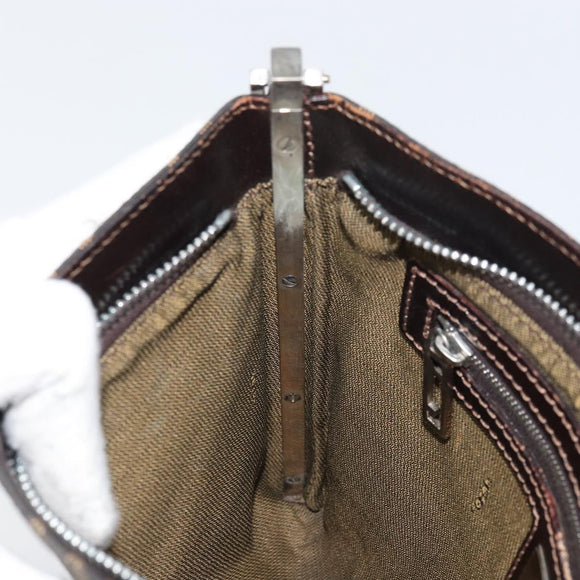 FENDI Zucca Canvas Shoulder Bag Brown Black Auth bs31744
