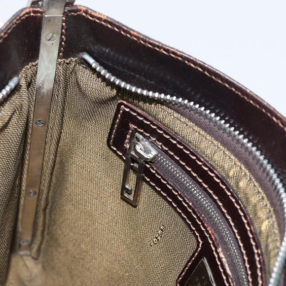FENDI Zucca Canvas Shoulder Bag Brown Black Auth bs31744