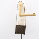 FENDI Zucca Canvas Shoulder Bag Brown Black Auth bs31744-23