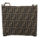 FENDI Zucca Canvas Shoulder Bag Brown Black Auth bs31744-2