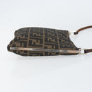 FENDI Zucca Canvas Shoulder Bag Brown Black Auth bs31744-3