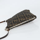 FENDI Zucca Canvas Shoulder Bag Brown Black Auth bs31744-4