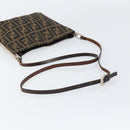 FENDI Zucca Canvas Shoulder Bag Brown Black Auth bs31744-7