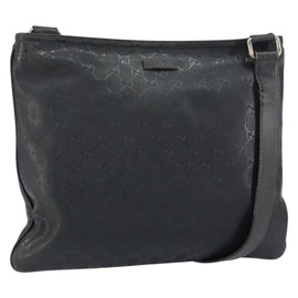 GUCCI GG implementation Shoulder Bag PVC Black Silver 201446 Auth bs31747