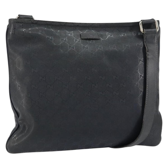 GUCCI GG implementation Shoulder Bag PVC Black Silver 201446 Auth bs31747