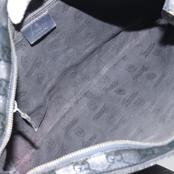 GUCCI GG implementation Shoulder Bag PVC Black Silver 201446 Auth bs31747