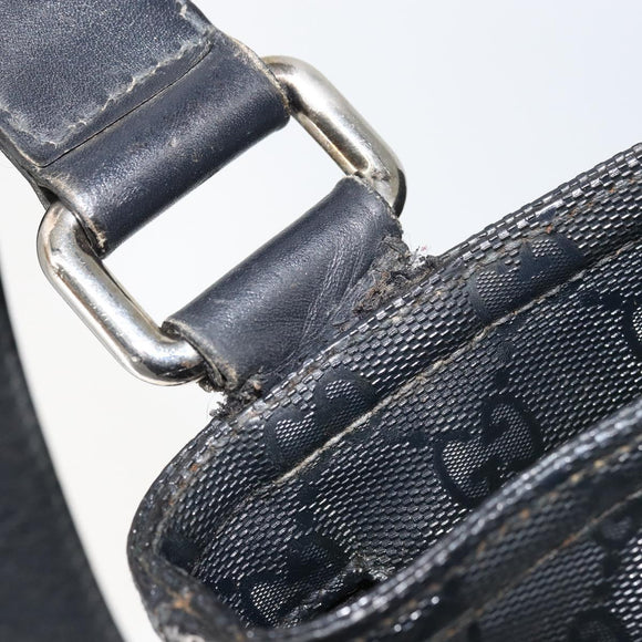 GUCCI GG implementation Shoulder Bag PVC Black Silver 201446 Auth bs31747