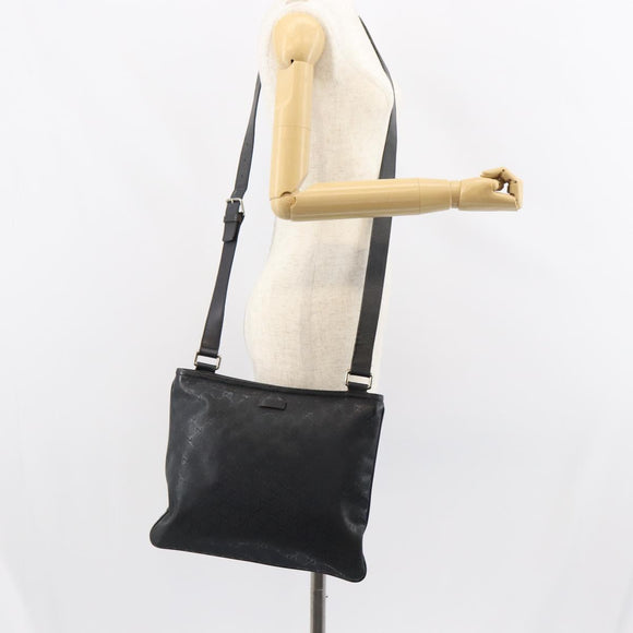 GUCCI GG implementation Shoulder Bag PVC Black Silver 201446 Auth bs31747