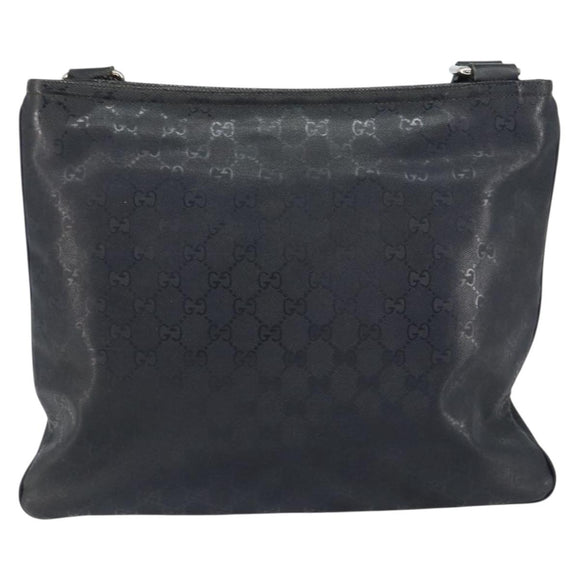 GUCCI GG implementation Shoulder Bag PVC Black Silver 201446 Auth bs31747