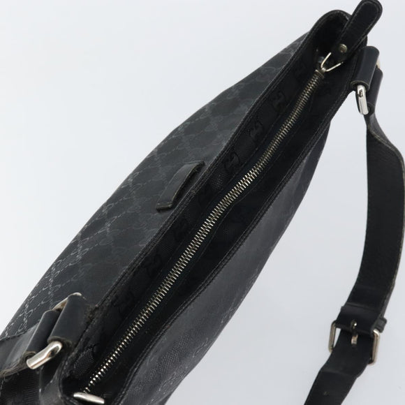GUCCI GG implementation Shoulder Bag PVC Black Silver 201446 Auth bs31747