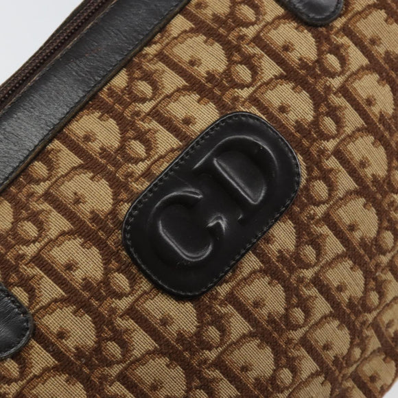 Christian Dior Trotter Canvas Hand Bag Brown Gold Auth bs31749