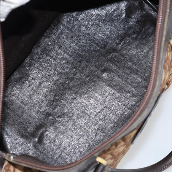 Christian Dior Trotter Canvas Hand Bag Brown Gold Auth bs31749