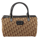 Christian Dior Trotter Canvas Hand Bag Brown Gold Auth bs31749-2