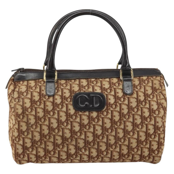 Christian Dior Trotter Canvas Hand Bag Brown Gold Auth bs31749