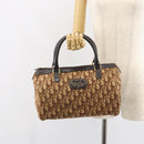 Christian Dior Trotter Canvas Hand Bag Brown Gold Auth bs31749-20