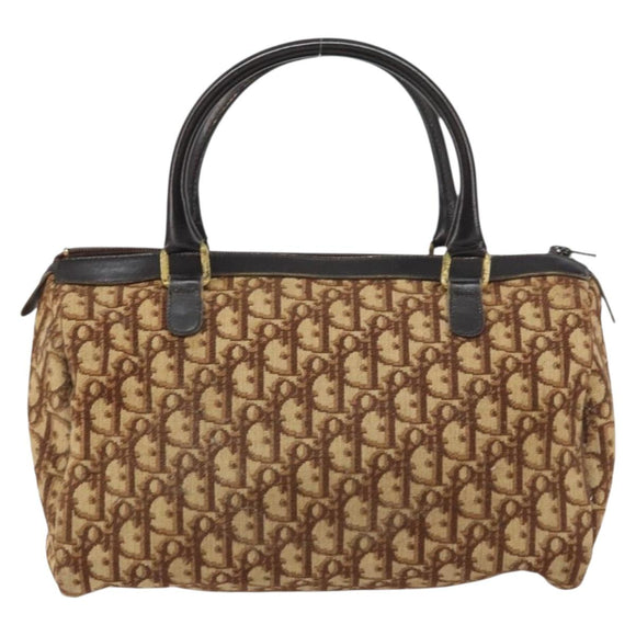 Christian Dior Trotter Canvas Hand Bag Brown Gold Auth bs31749