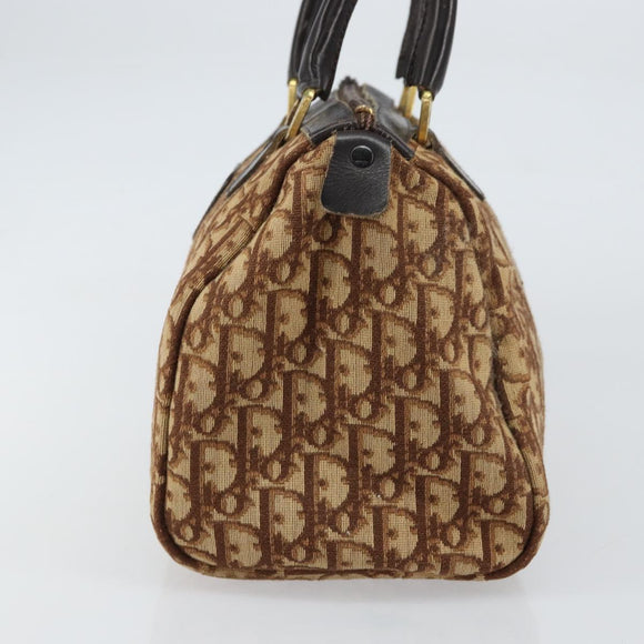 Christian Dior Trotter Canvas Hand Bag Brown Gold Auth bs31749