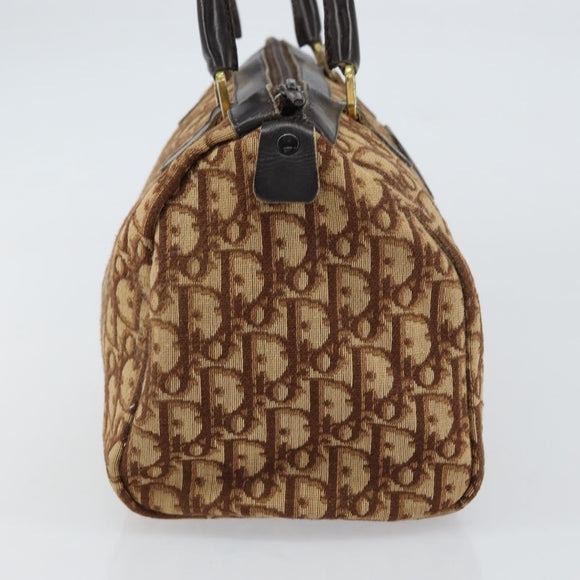 Christian Dior Trotter Canvas Hand Bag Brown Gold Auth bs31749