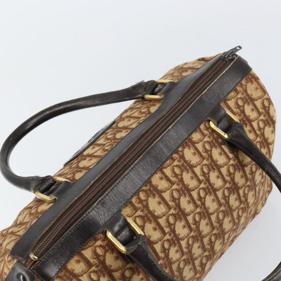 Christian Dior Trotter Canvas Hand Bag Brown Gold Auth bs31749