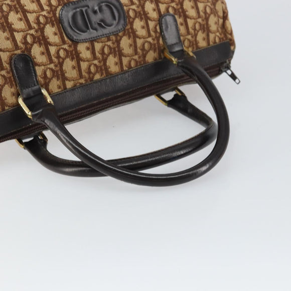 Christian Dior Trotter Canvas Hand Bag Brown Gold Auth bs31749