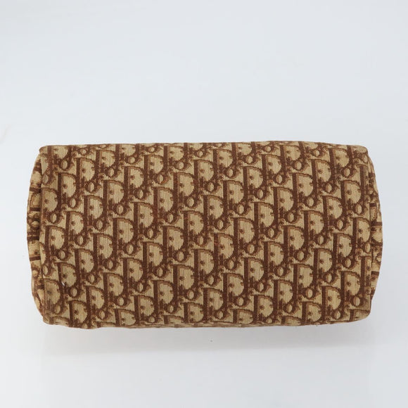 Christian Dior Trotter Canvas Hand Bag Brown Gold Auth bs31749