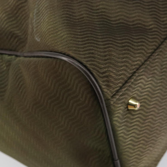 BALENCIAGA Boston Bag Nylon Leather 2way Khaki Gold Auth bs31750