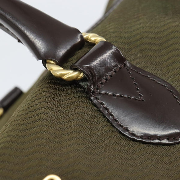 BALENCIAGA Boston Bag Nylon Leather 2way Khaki Gold Auth bs31750