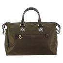 BALENCIAGA Boston Bag Nylon Leather 2way Khaki Gold Auth bs31750-2