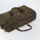 BALENCIAGA Boston Bag Nylon Leather 2way Khaki Gold Auth bs31750-6