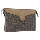 SAINT LAURENT Clutch Bag PVC Leather Beige Gray Auth bs31751-1