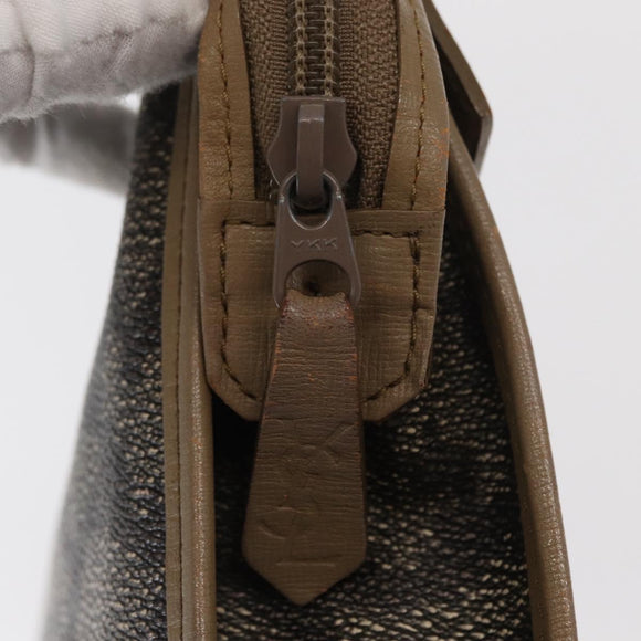 SAINT LAURENT Clutch Bag PVC Leather Beige Gray Auth bs31751