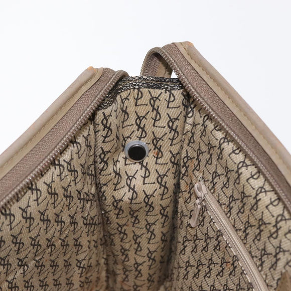 SAINT LAURENT Clutch Bag PVC Leather Beige Gray Auth bs31751