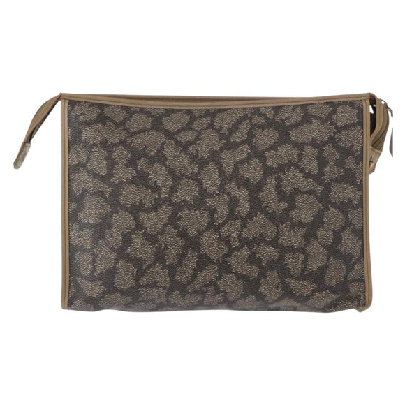 SAINT LAURENT Clutch Bag PVC Leather Beige Gray Auth bs31751