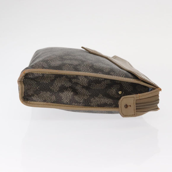 SAINT LAURENT Clutch Bag PVC Leather Beige Gray Auth bs31751