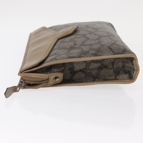 SAINT LAURENT Clutch Bag PVC Leather Beige Gray Auth bs31751