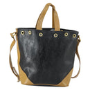 SAINT LAURENT Hand Bag Leather PVC 2way Black Brown gold Auth bs31752-2
