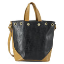 SAINT LAURENT Hand Bag Leather PVC 2way Black Brown gold Auth bs31752-3