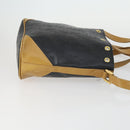 SAINT LAURENT Hand Bag Leather PVC 2way Black Brown gold Auth bs31752-4