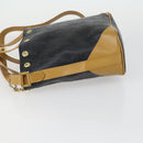 SAINT LAURENT Hand Bag Leather PVC 2way Black Brown gold Auth bs31752-5