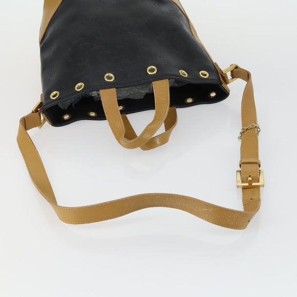 SAINT LAURENT Hand Bag Leather PVC 2way Black Brown gold Auth bs31752