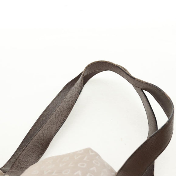 BVLGARI Logo Mania Tote Bag Canvas Beige Brown Silver Auth bs31753