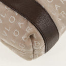 BVLGARI Logo Mania Tote Bag Canvas Beige Brown Silver Auth bs31753-15