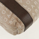 BVLGARI Logo Mania Tote Bag Canvas Beige Brown Silver Auth bs31753-17