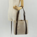 BVLGARI Logo Mania Tote Bag Canvas Beige Brown Silver Auth bs31753-29