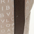 BVLGARI Logo Mania Tote Bag Canvas Beige Brown Silver Auth bs31753-2