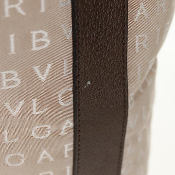 BVLGARI Logo Mania Tote Bag Canvas Beige Brown Silver Auth bs31753 - 0