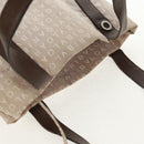 BVLGARI Logo Mania Tote Bag Canvas Beige Brown Silver Auth bs31753-7